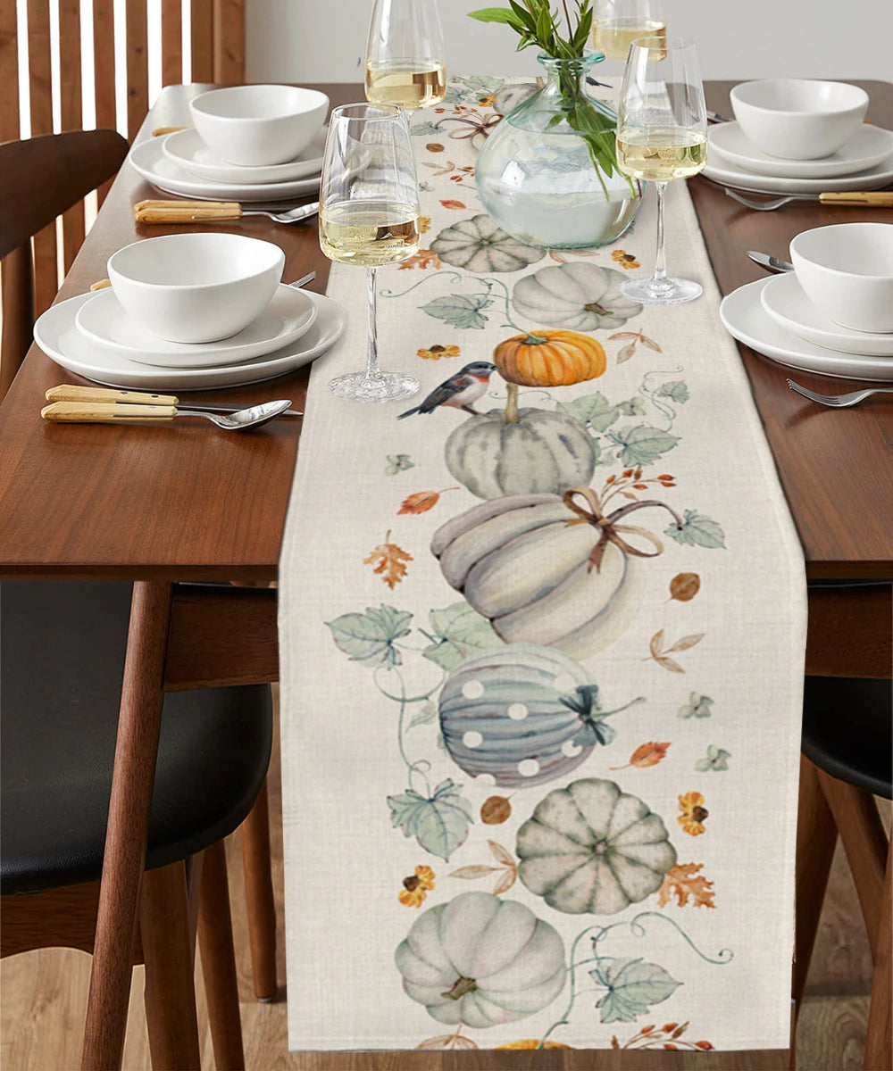 Autumn Maple Pumpkin Table Runner