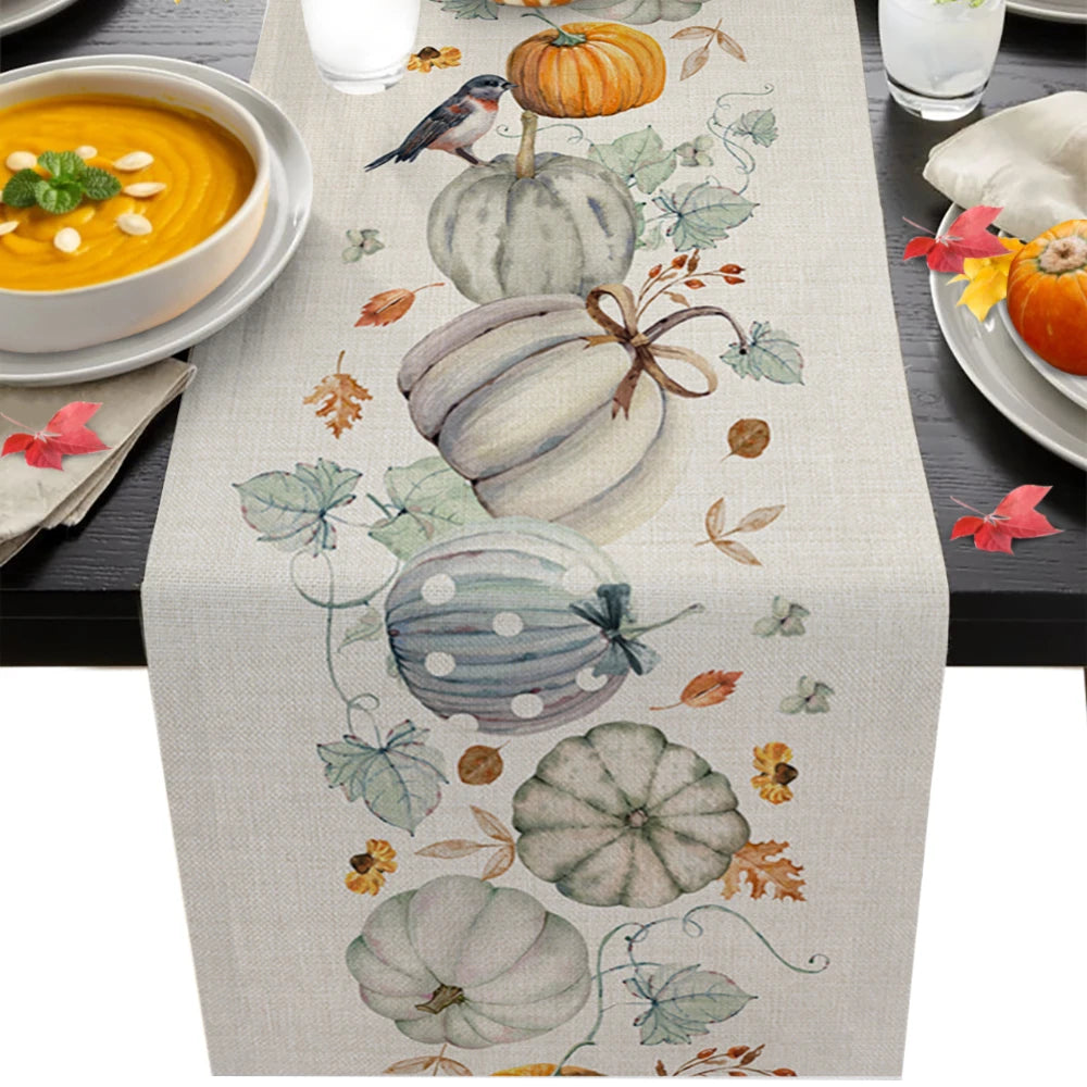 Autumn Maple Pumpkin Table Runner