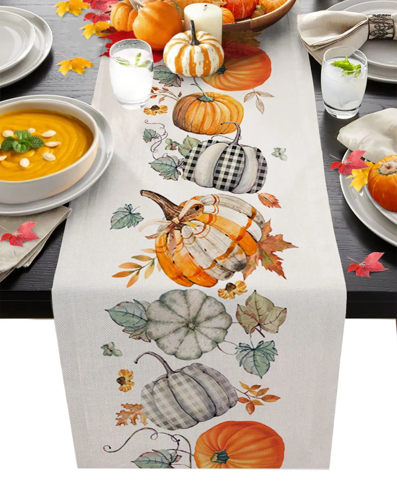 Autumn Maple Pumpkin Table Runner